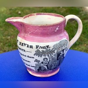 Circa 1805 Pink Lustre Sunderland GOOD HUMOUR Creamer Jug Pitcher